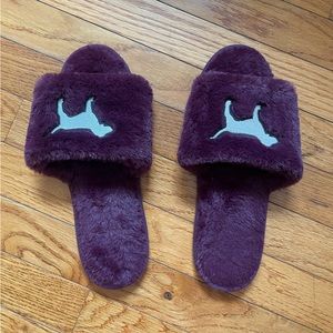 Maroon Pink Victoria's Secret Plush Slide-on Slippers